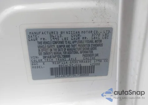 2013 Nissan Sentra Sv from USA, damaged, VIN 3N1AB7AP7DL738800